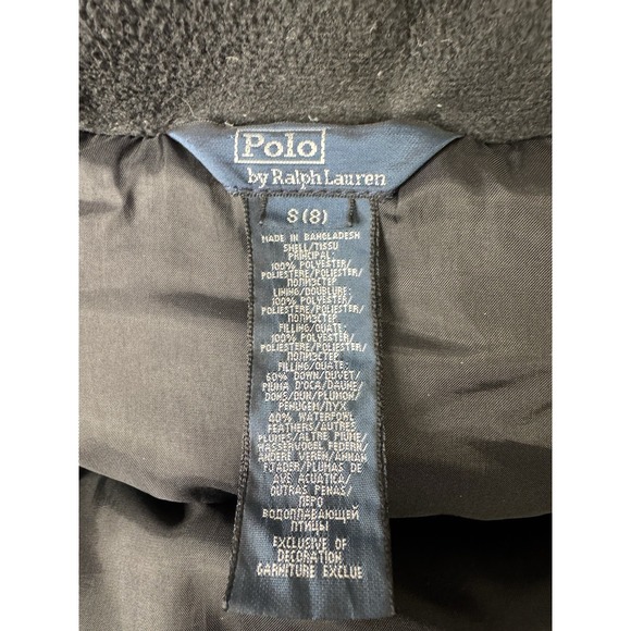 Polo Ralph Lauren Boys Youth Puffer Jacket Coat Black Hooded Size Small 8 Down - Picture 6 of 12